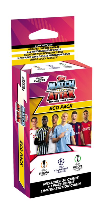 Eco Pack UCL - Match Attax 23/24 - com 36 cards regulares + 1 card de edição limitada - 37 Cards - IMPORTADO