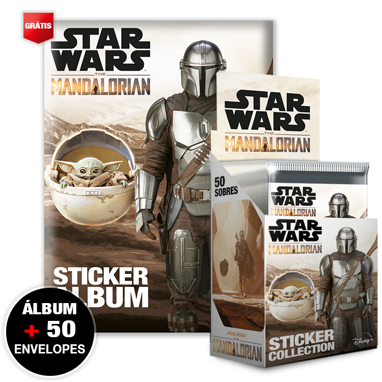 Kit  Álbum + 50 Envelopes  - 250 figurinhas -  Star Wars The Mandalorian