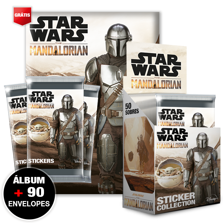 Kit  Álbum + 40 Envelopes + Caixa Display 50 Envelopes  - 450 figurinhas -  Star Wars The Mandalorian